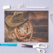 Rustikales Cowboy Hat Rope Hay Foto Seidenpapier (Handwerk)