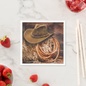 Rustikales Cowboy Hat Rope Hay Foto Serviette (Beispiel)