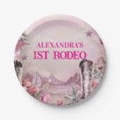 Rustikales Cowboy-Rodeo-1.-Geburtstagsdesign Pappteller (Vorderseite)