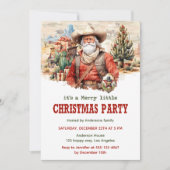 Rustikales Cowboy Santa Western Weihnachts-Party Einladung (Vorderseite)