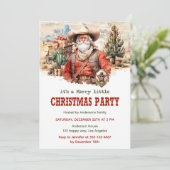 Rustikales Cowboy Santa Western Weihnachts-Party Einladung (Stehend Vorderseite)