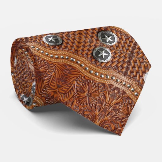 Rustikales Cowboy-Western Country Leather-Muster Krawatte (Gerollt)