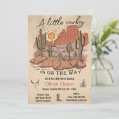 Rustikales Cowboy Western Cow Baby Dusche Einladung (Stehend Vorderseite)