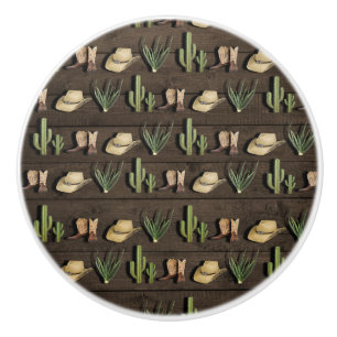 Rustikales Cowboy-Western-Rodeo hölzern Keramikknauf