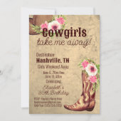 Rustikales Cowgirl 30. Geburtstag Nashville Einladung (Vorderseite)