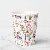 Rustikales Cowgirl Babydusche Pink Western Cup Pappbecher (Rückseite)