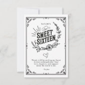 Rustikales Cowgirl Black and White 16 . Geburtstag Dankeskarte (Vorderseite)