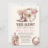 Rustikales Cowgirl Boot Floral Western Brautparty Einladung (Vorderseite)