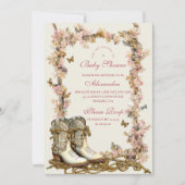 Rustikales Cowgirl Boots Baby Dusche Einladung (Vorderseite)