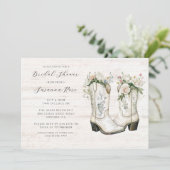 Rustikales Cowgirl Boots Brautparty Einladung (Stehend Vorderseite)