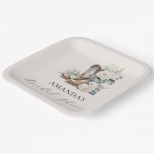 Rustikales Cowgirl Boots Brautparty Pappteller (Gewinkelt)