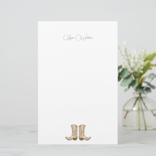 Rustikales Cowgirl Boots Country Correspondence Briefpapier (Stehend Vorderseite)