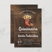 Rustikales Cowgirl Boots Quinceanera Einladung (Vorne/Hinten)