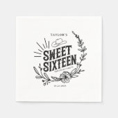Rustikales Cowgirl Floral 16 . Geburtstag Geburtst Serviette (Vorderseite)