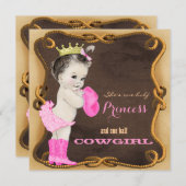 Rustikales Cowgirl Princess Baby Dusche Einladung (Vorne/Hinten)