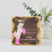 Rustikales Cowgirl Princess Baby Dusche Einladung (Stehend Vorderseite)