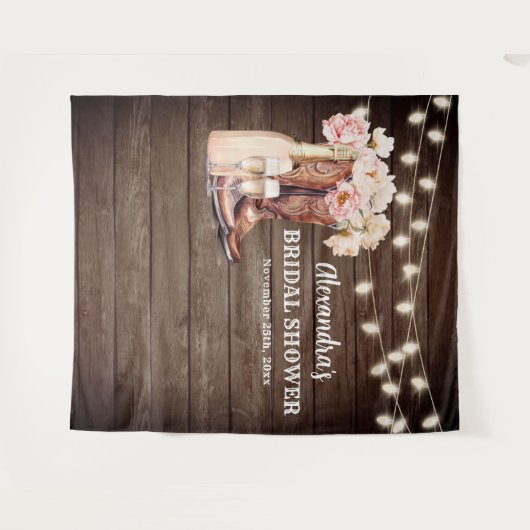 Rustikales Cowgirl Stiefel Bubbly BRAUTPARTY Hinte Wandteppich (Vorderseite (Horizontal))