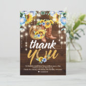 Rustikales Cowgirl Stiefel florale String Lights Dankeskarte (Stehend Vorderseite)