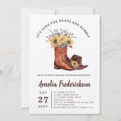 Rustikales Cowgirl Stiefel und Bubbly Brautparty Einladung (Vorderseite)