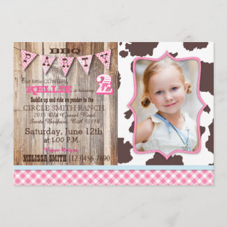 Rustikales Cowgirl Western Thema Geburtstag Einlad Einladung