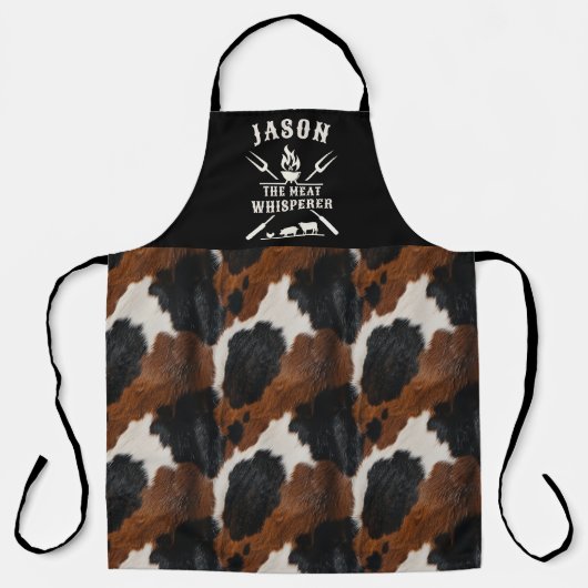 Rustikales Cowhide-Muster Funny Men Grilling Schürze (Vorderseite)