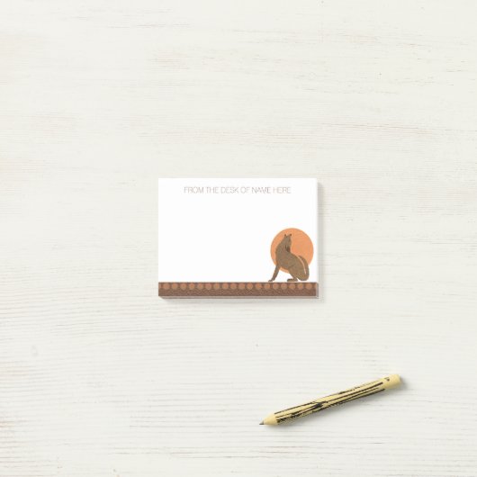 Rustikales Coyote Südwestleder Personalisiert Post-it Klebezettel (Auf Schreibtisch)