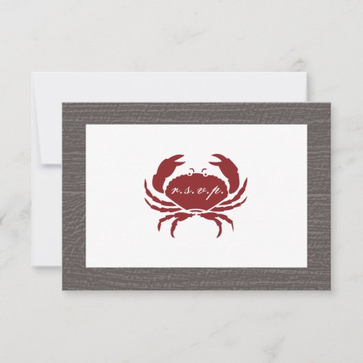 Rustikales Crab Wedding RSVP Karte (Vorderseite)