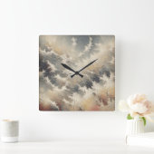 Rustikales Crackle Abstrakt Quadratische Wanduhr (Zuhause)