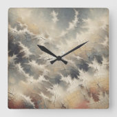 Rustikales Crackle Abstrakt Quadratische Wanduhr (Vorderseite)