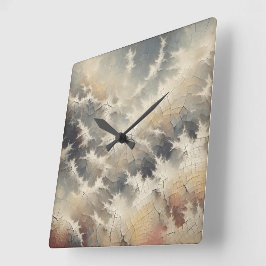 Rustikales Crackle Abstrakt Quadratische Wanduhr (Winkel)