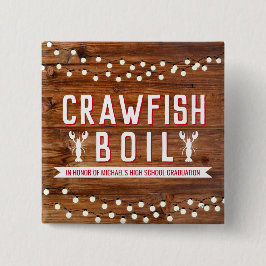 Rustikales Crawfish Boil Abschluss Wiedersehen Par Button