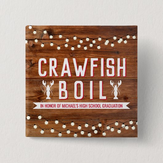 Rustikales Crawfish Boil Abschluss Wiedersehen Par Button (Vorderseite)