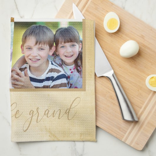 Rustikales Creme-FotoCollage für Großeltern Geschirrtuch (Viertel Falte)