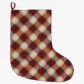 Rustikales Creme-Orange-Rostrot-Karomuster Großer Weihnachtsstrumpf (Vorderseite)