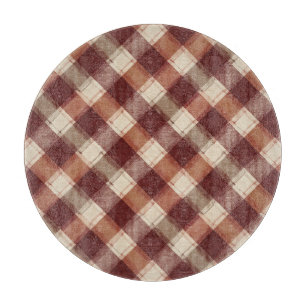 Rustikales Creme-Orange-Rostrot-Karomuster Schneidebrett