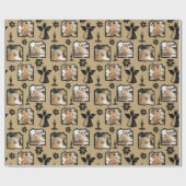 Rustikales Creme-Stanzengestanzter Engel 3-Foto Geschenkpapier (Flach)