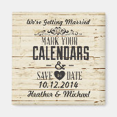Rustikales Cremeholz Save the Date Hochzeit Magnet (Vorne)