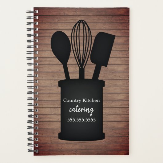 Rustikales Crock Wood Caterer Restaurant Business Planer (Vorderseite)