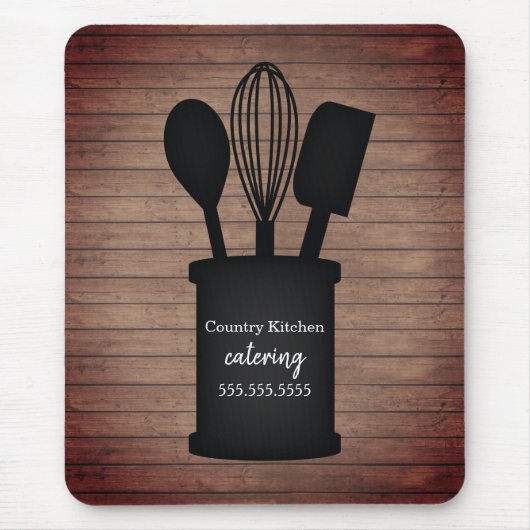 Rustikales Crock Wood Caterer Restaurant Küche Mousepad (Vorne)