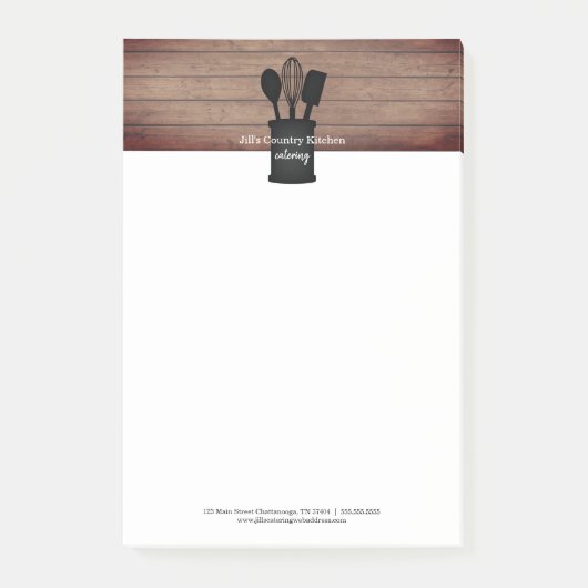 Rustikales Crock Wood Catering Restaurant Küche Post-it Klebezettel (Vorderseite)