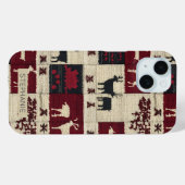 Rustikales Cross-Stitch Patchwork | Folk Holiday M Case-Mate iPhone Hülle (Rückseite (Horizontal))