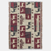Rustikales Cross-Stitch Patchwork | Folk Holiday M Decke (Vorderseite Vertikal)