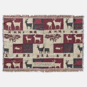 Rustikales Cross-Stitch Patchwork Folk Holiday M Decke