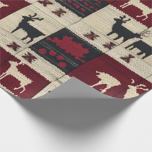 Rustikales Cross-Stitch Patchwork | Folk Holiday M Geschenkpapier (Ecke)