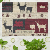 Rustikales Cross-Stitch Patchwork | Folk Holiday M Geschirrtuch (Gefaltet)