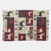Rustikales Cross-Stitch Patchwork | Folk Holiday M Geschirrtuch (Horizontal)