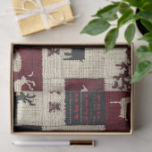 Rustikales Cross-Stitch Patchwork | Folk Holiday M Seidenpapier (Geschenk)
