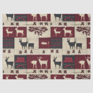 Rustikales Cross-Stitch Patchwork Folk Holiday M Seidenpapier