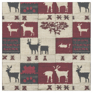 Rustikales Cross-Stitch Patchwork Folk Holiday M Stoff
