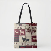 Rustikales Cross-Stitch Patchwork | Folk Holiday M Tasche (Vorderseite)